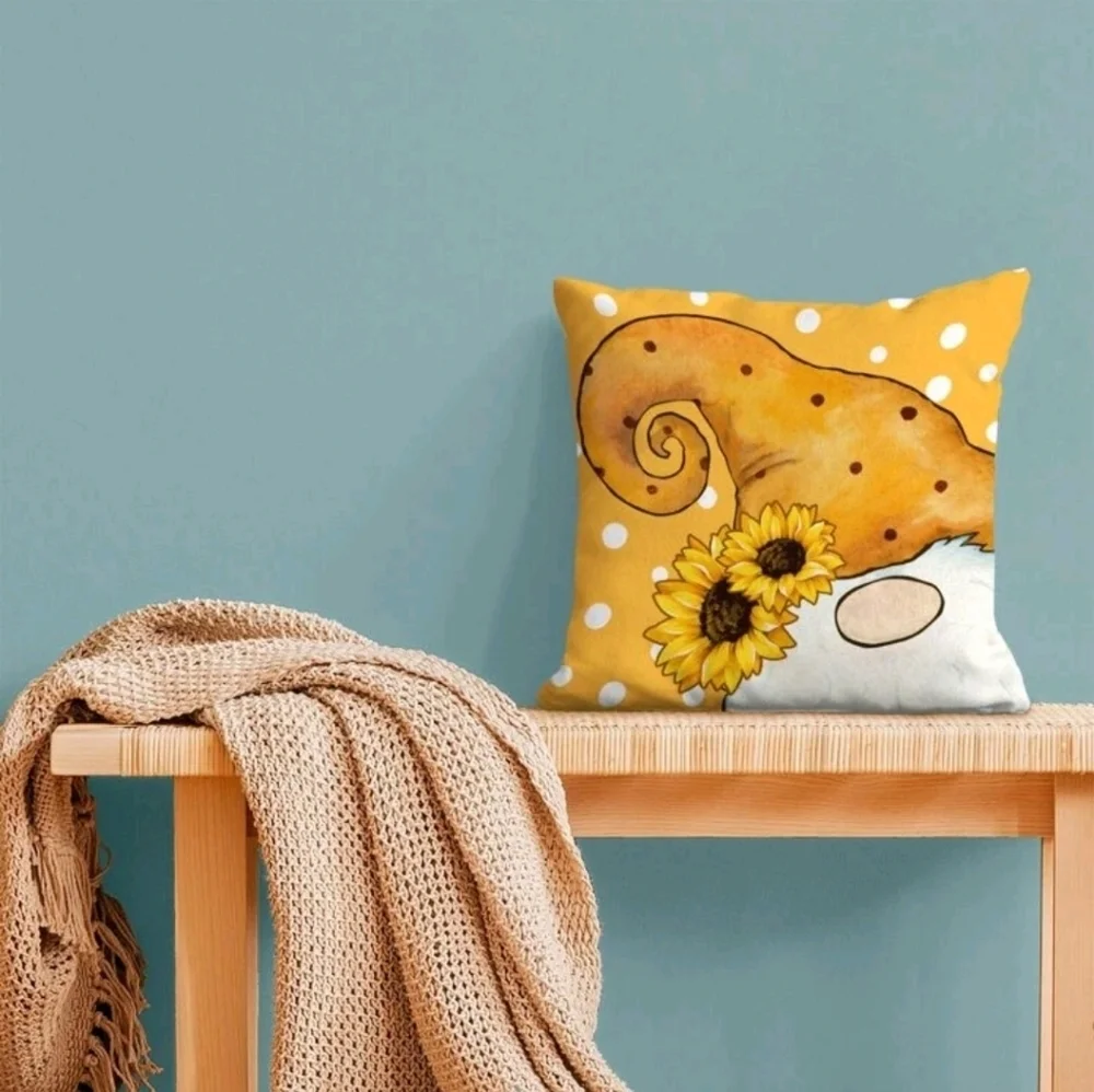 NEW! Gnome Print Cushion Cover